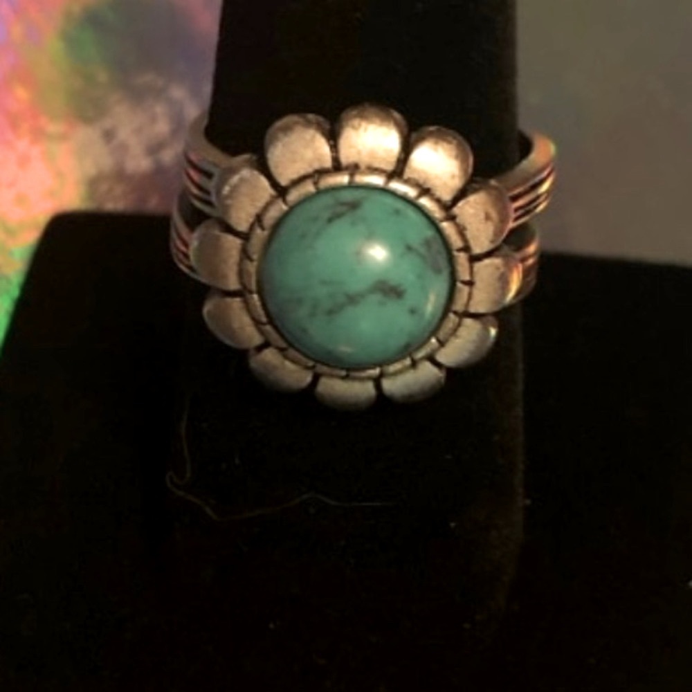 Turquoise sunflower ring